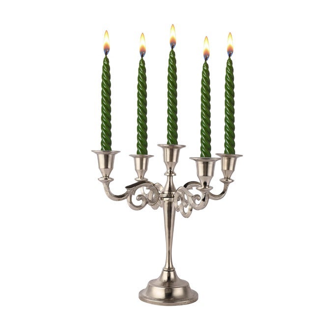RELY 5 ARM CANDELABRA TAPER CANDLE HOLDERS DECORATIONS INDOOR KITCHEN DCOR TABLE CANDLES CANDLESTICK CANDELABRA CENTERPIECE SILVER