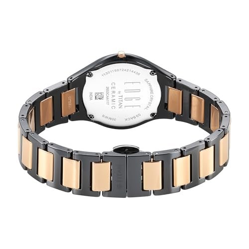 EDGE Titan Ceramic Quartz Analog Black Dial Ceramic Strap Watch for Women - Image 2