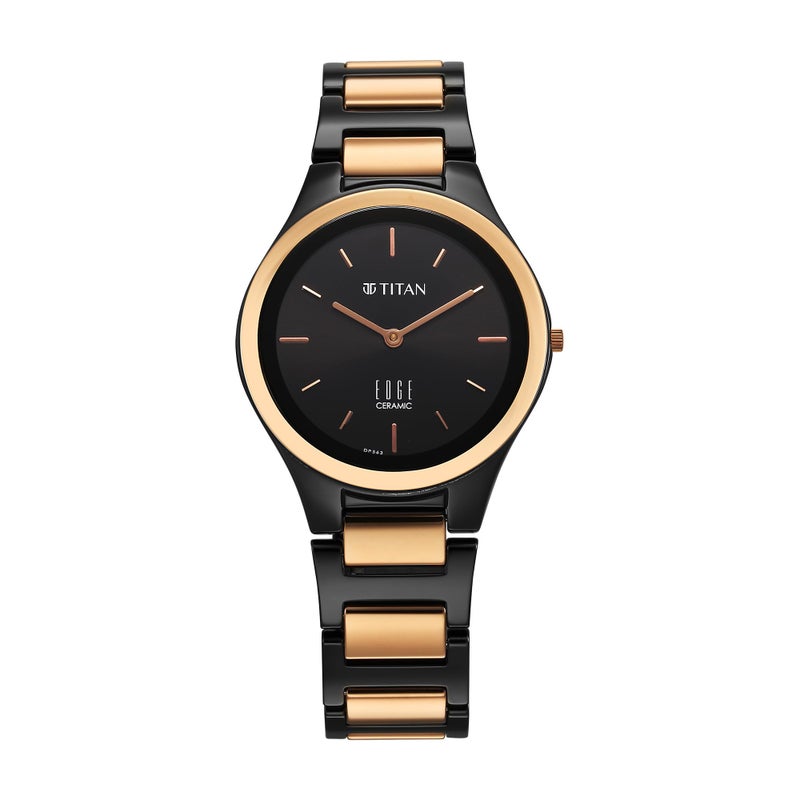 EDGE Titan Ceramic Quartz Analog Black Dial Ceramic Strap Watch for Women - Image 5