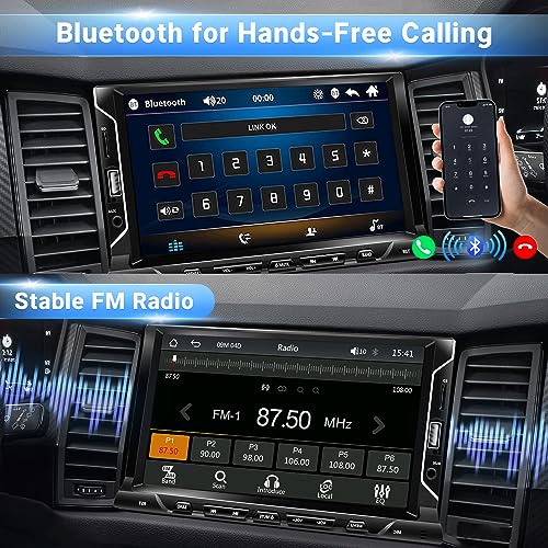 Leadfan 7 Inch Double Din Car Stereo Support Apple CarPlay Android Auto Mirror Link Capacitive Touchscreen Monitor Car Play Radio with Bluetooth 5.0, FM Radio, USB/TF/AUX Port, Backup Camera, Remote Control - Image 4