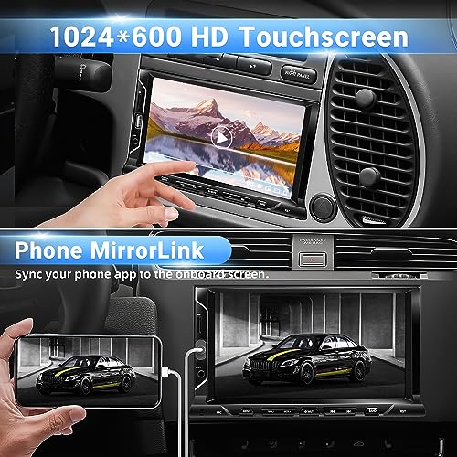 Leadfan 7 Inch Double Din Car Stereo Support Apple CarPlay Android Auto Mirror Link Capacitive Touchscreen Monitor Car Play Radio with Bluetooth 5.0, FM Radio, USB/TF/AUX Port, Backup Camera, Remote Control - Image 3