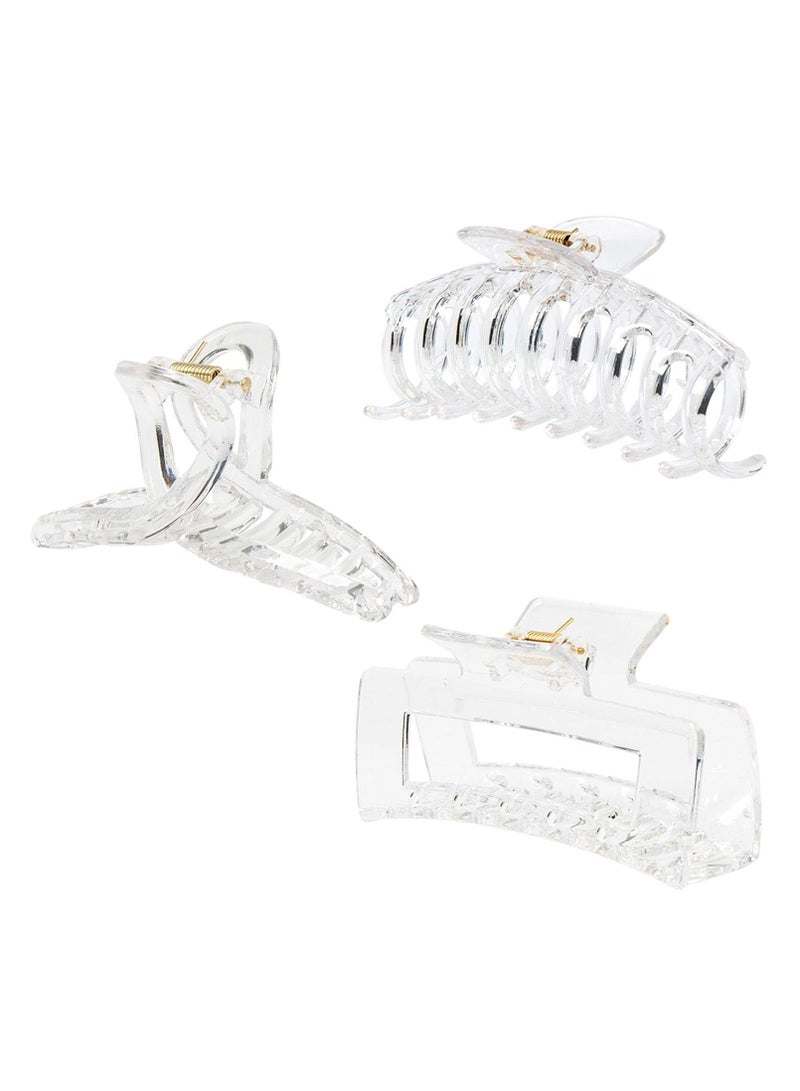 Goolsky Clear Claw Clips for Thick/Fine/Thin Hair, Strong Holding Large Jaw Polycarbonate Clips for Women (3 pcs) - Image 1