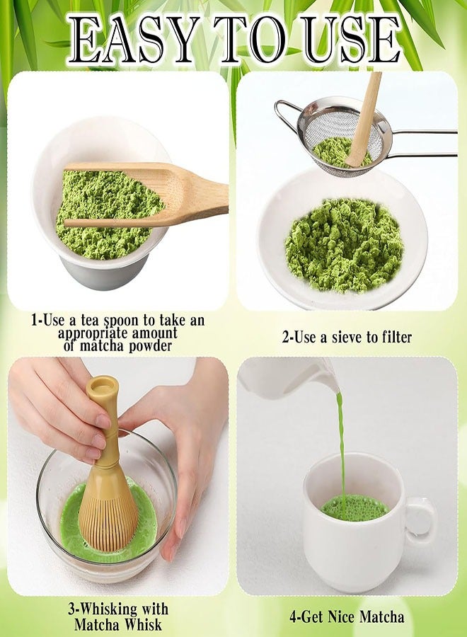 5 PCS Matcha Whisk Set, Resin Tea Matcha Whisk, Sifter, Holder, Bamboo Tea Scoop, Tea Spoon for Stirring Japanese Green Tea Powder  - Image 3