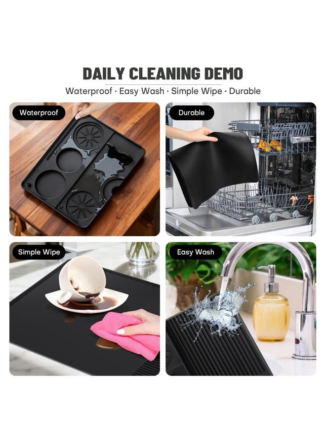 Rolitwils Roliwils Silicone Coffee Mat 23"x15" Anti-Slip Heat-Resistant, 2-in-1 Design with Raised Edge | Compatible with Ninja Luxe Cafe Accessories & Home Espresso Machines | Coffee Bar Mat - Image 5