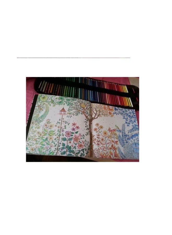 NIBEMINENT Secret Garden Colouring Book With 36 Colour Pencil White/Grey/Green - Image 2