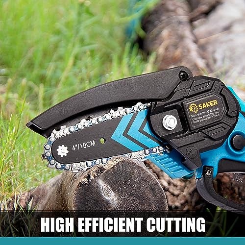 Saker Mini Chainsaw,Portable Electric Cordless Chainsaw,Battery Powered,Small Power Handheld Chain Saws Pruning Shears for Tree Branches,Christmas Gifts for Men Dad Women(2 Batteries&3 Chains) - Image 3