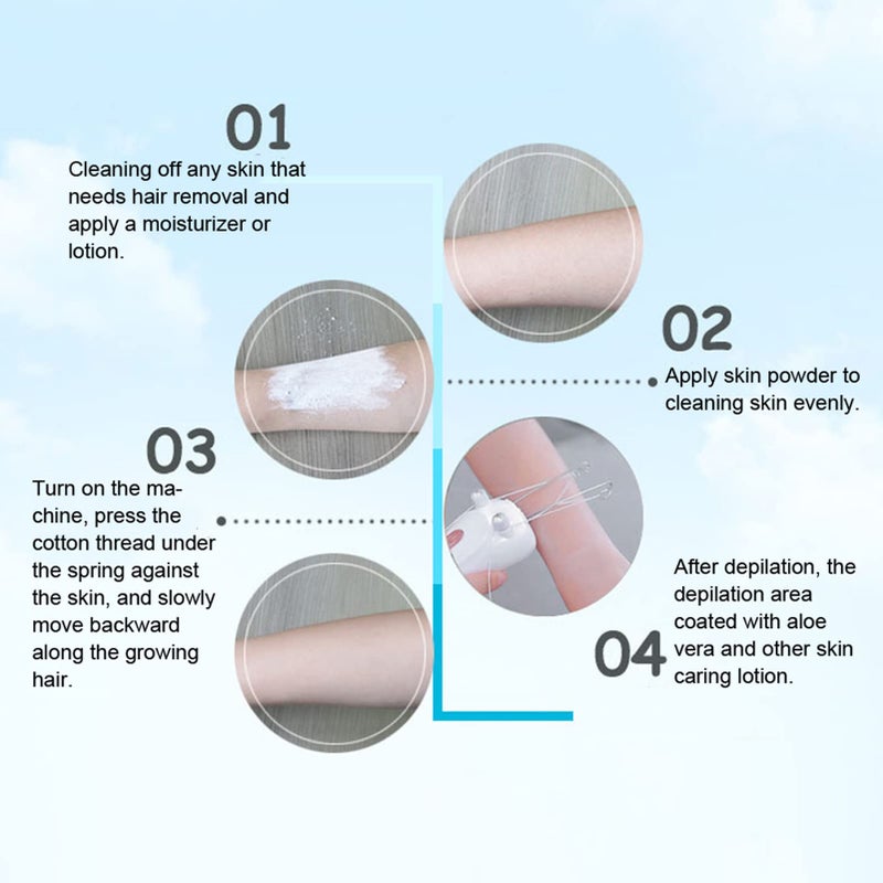 Betued Threading Hair Removal, Hair Removal Device, Electric Threading Epilator USB Hair Remover for & Body Hair Removal with Cotton Thread Roll (Pinks) - Image 2