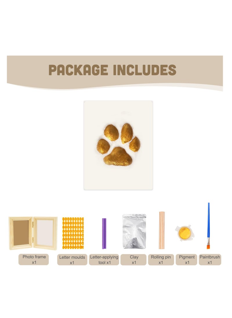 Generic - Pet Paw Print Kit with Picture Frame and Imprint Clay, Keepsake for Dogs and Cats, Memorial Display for Pets, Double-Hinged Photo Frame, Soft Moulding Clay, Natural Material. - Image 1
