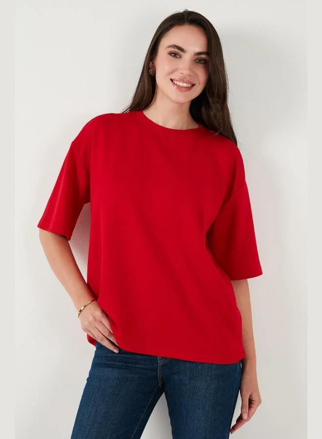 Lela Lela Stretch Oversize Fit Crew Neck T Shirt Women's T SHIRT 5865911