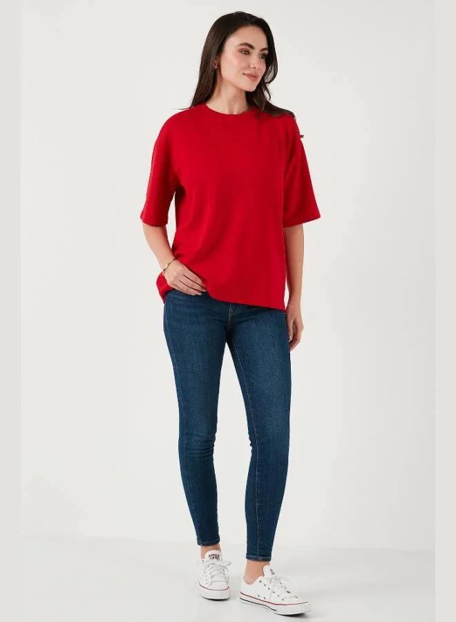 Lela Lela Stretch Oversize Fit Crew Neck T Shirt Women's T SHIRT 5865911