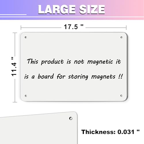 HYHOSHI White Magnetic Board,17.5" x 11.4" Magnet Bulletin Board to Display Magnetic Notes, Poetry, Photos, Suitable for Wall, Refrigerator, Cabinet etc, Come with 4 Pcs Dual Lock Tape and Screws - Image 2