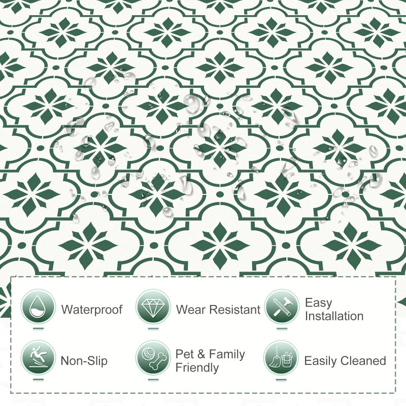 MORCART 7.87" x 7.87" Peel and Stick Floor Tile, 20-Pack Self-Adhesive DIY Vinyl Flooring for Renters, Removable and Waterproof Tile Sticker for Bathroom, Kitchen, Staircase (Green) - Image 3
