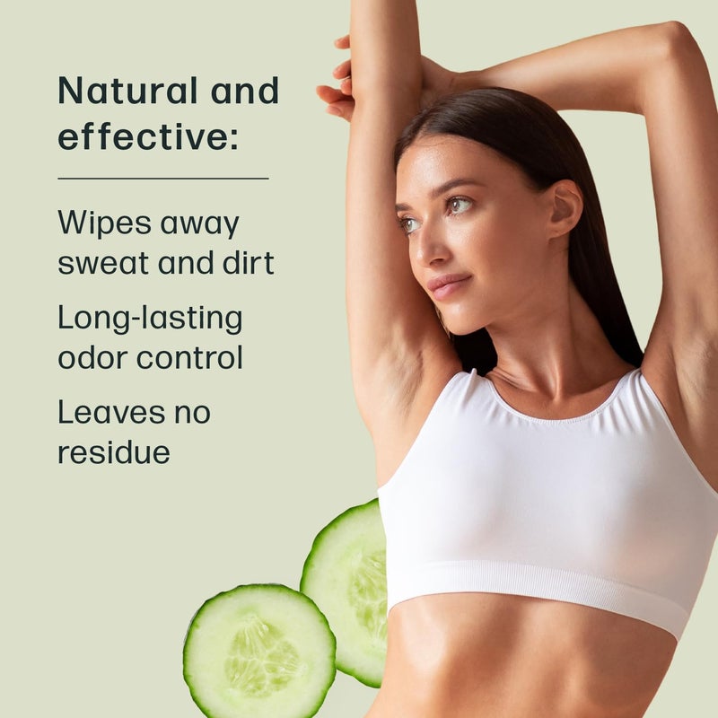 Dew Well مناديل ديو ويل المنعشة - 50 مناديل مبللة مغلفة بشكل فردي للجسم والوجه وتحت الإبطين - مستلزمات سفر بحجم مناسب للرجال والنساء - خالية من الألمنيوم والبارابين والكبريتات (برائحة الخيار) - Image 3