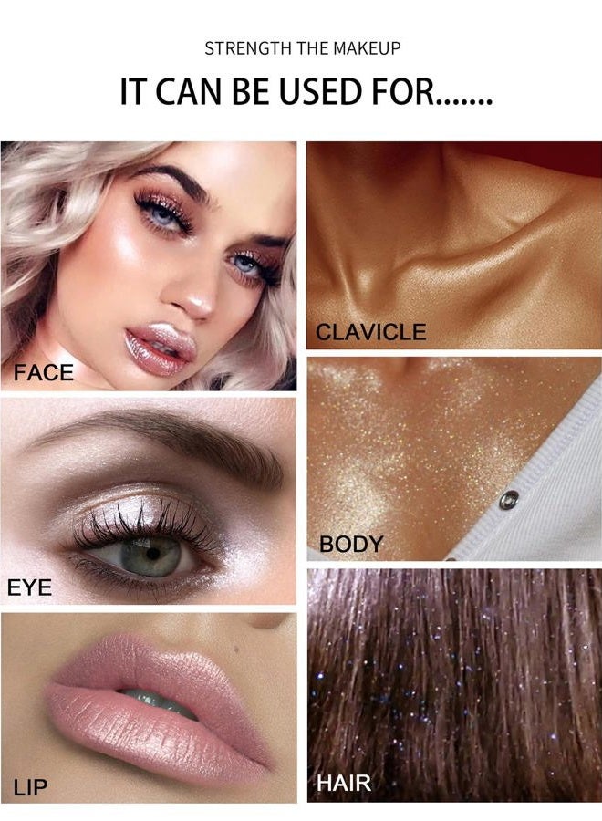 URQT 3 Color Polvo De Hadas Fairy Dust Highlight Patting Powder - Full Body Contouring and Clavicle Pearlescent Patting Powder for Face and Eye, Halloween Sparkling Body Glitter Powder (Trio) - Image 2