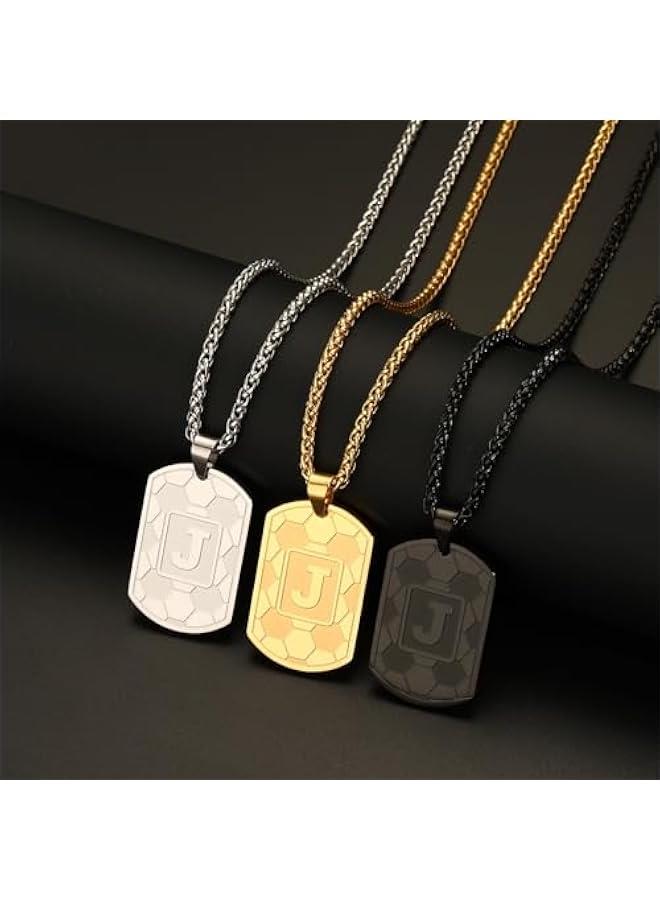 Soccer Initial Necklace for Men Boys Kids Teen Dog Tag Sliver/Black/Gold Letter Pendant Sport Soccer Athletes Jewelry Gifts  Gifts for Kids Boys Men Teens Boyfriend Husband - Image 5