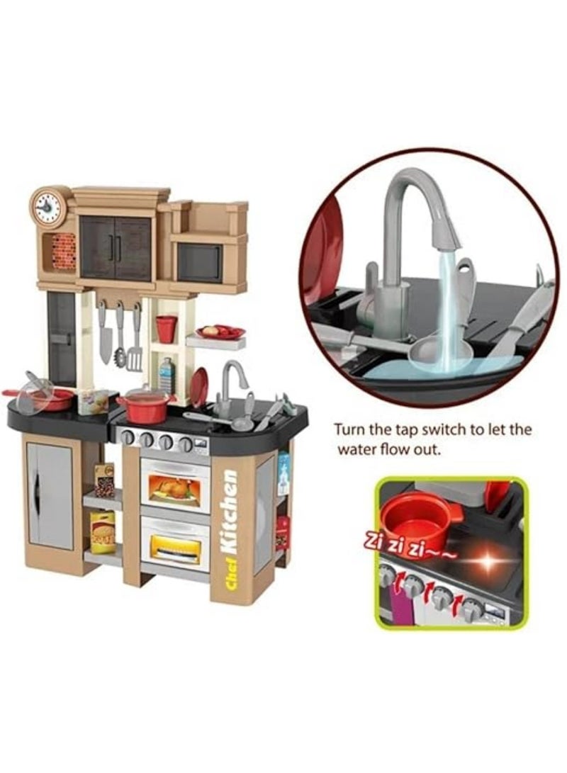 ALSAEED 58-Piece Talented Chef Pretend Kitchen Play Set With Realistic Lights And Sounds 61x33x72.5cm - Image 2