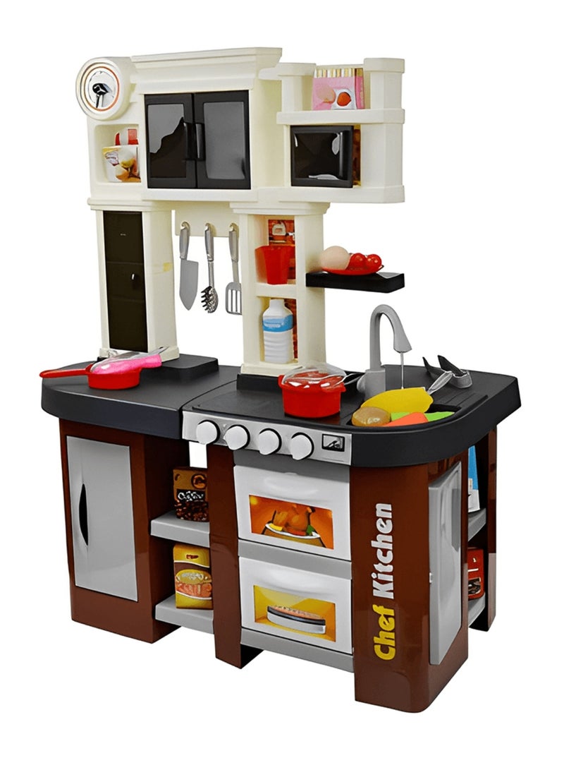 ALSAEED 58-Piece Talented Chef Pretend Kitchen Play Set With Realistic Lights And Sounds 61x33x72.5cm - Image 3