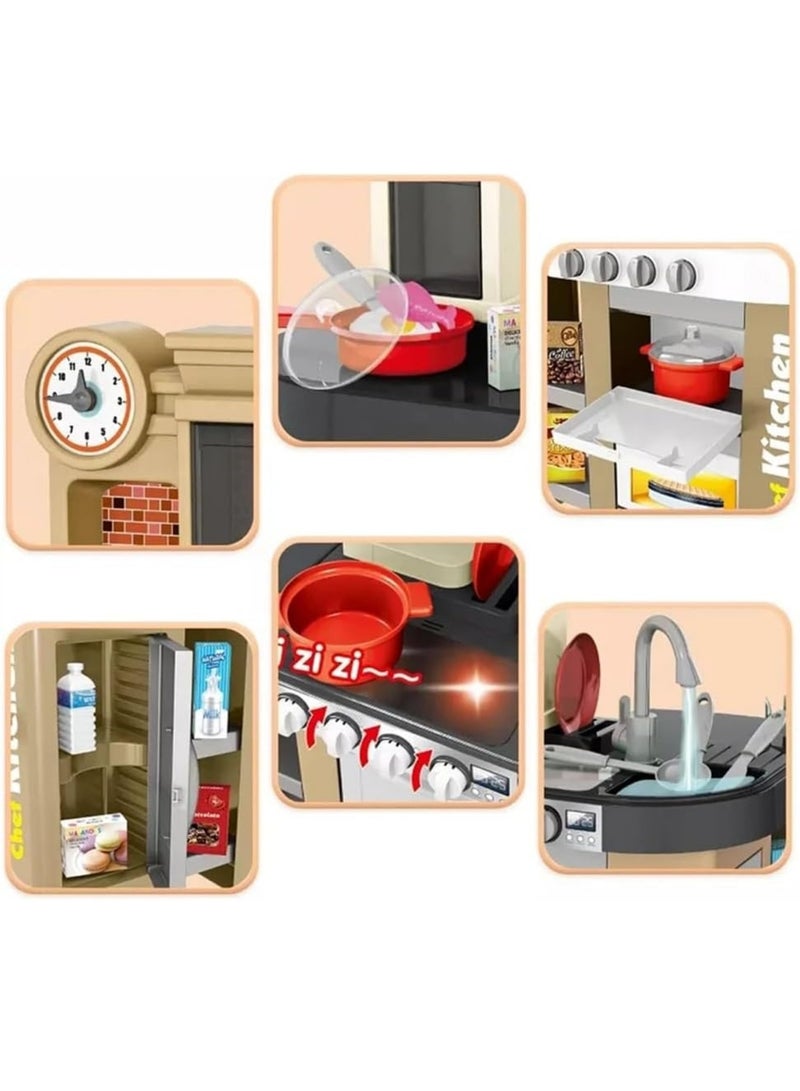 ALSAEED 58-Piece Talented Chef Pretend Kitchen Play Set With Realistic Lights And Sounds 61x33x72.5cm - Image 4