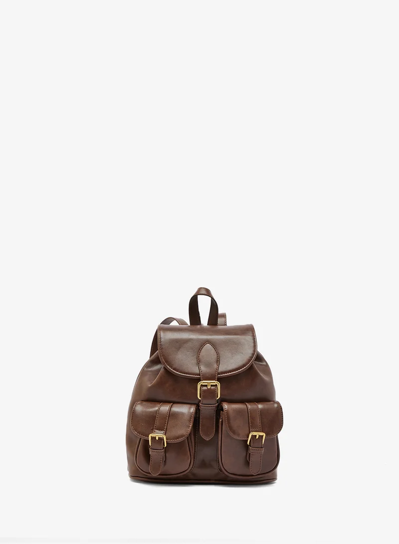 Ginger Classic Gold Accent Flap Backpack