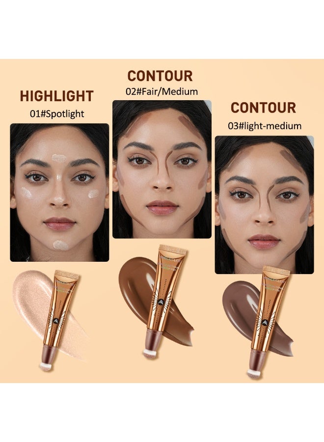 Anglicolor Highlighting and Contouring Stick, Dewy Liquid Blush, Under-Eye Brightening and Contouring Pen with Cushion Applicator, Long-Lasting Makeup (#02 Fair/Medium) - Image 5