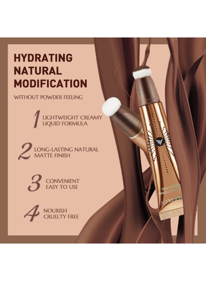 Anglicolor Highlighting and Contouring Stick, Dewy Liquid Blush, Under-Eye Brightening and Contouring Pen with Cushion Applicator, Long-Lasting Makeup (#02 Fair/Medium) - Image 4