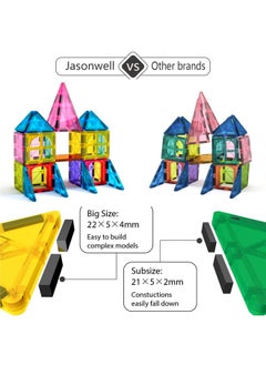 Jasonwell Magnetic Tiles Kids Magnetic Blocks Building Sets 3D Magnet Tile Building Toy Construction Educational Stem Toys Christmas Birthday Gifts For Toddlers Boys Girls 3 4 5 6 7 8 9 10 + Year Old  - Image 2