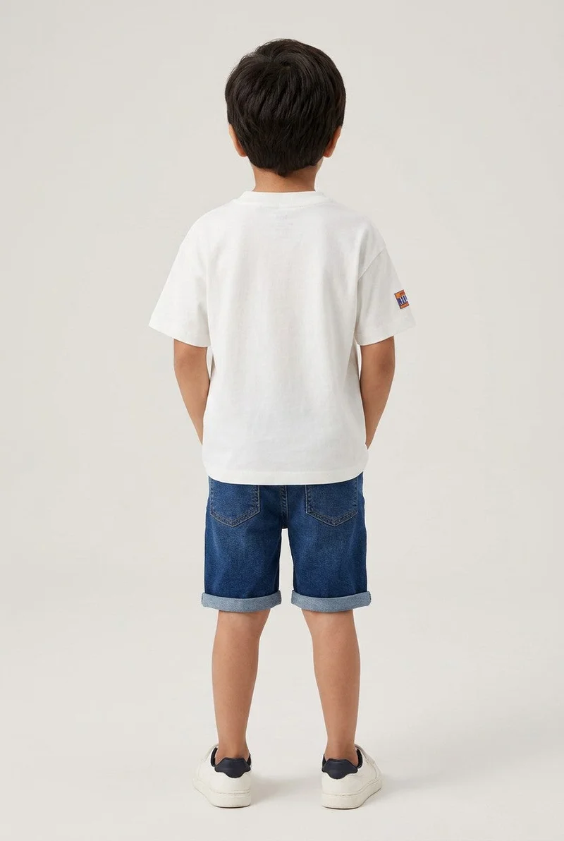 Ovs  OVS White Oversized Pure Cotton T-Shirt With Skate Print For Boys for Men | Best Price UAE