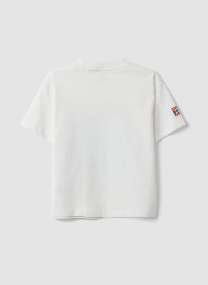 Ovs  OVS White Oversized Pure Cotton T-Shirt With Skate Print For Boys for Men | Best Price UAE