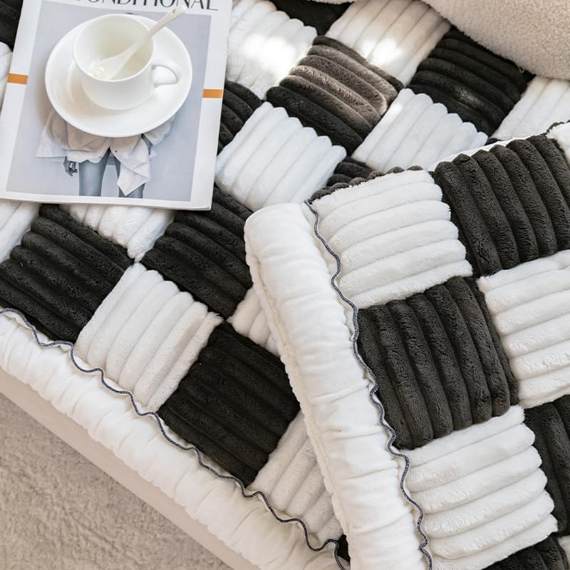 Fuzzy Couch Covers for Pets, Couch Protector for Dogs Garden Chic Cotton Protective Couch Cover, Pet Mat Bed Couch Cover (17.7 x 17.7in, Black) - Image 3