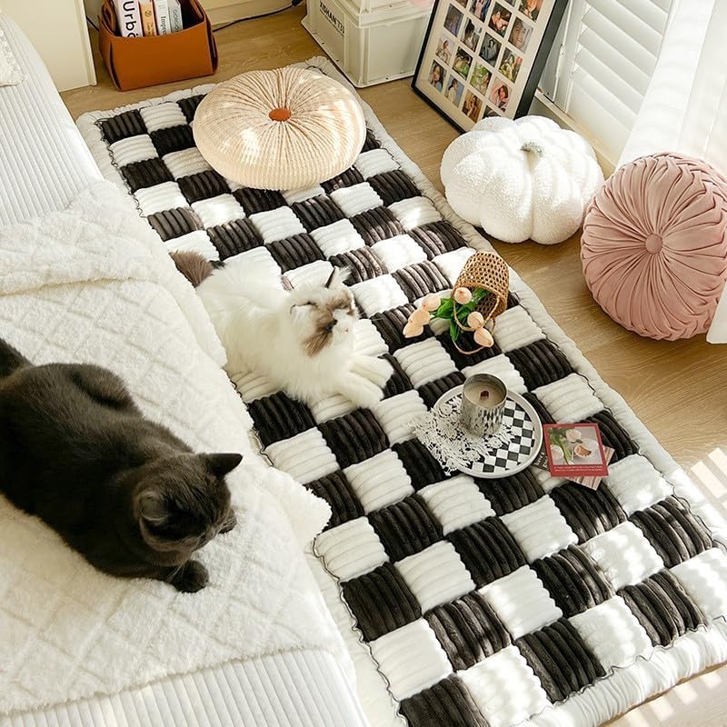 Fuzzy Couch Covers for Pets, Couch Protector for Dogs Garden Chic Cotton Protective Couch Cover, Pet Mat Bed Couch Cover (17.7 x 17.7in, Black) - Image 2