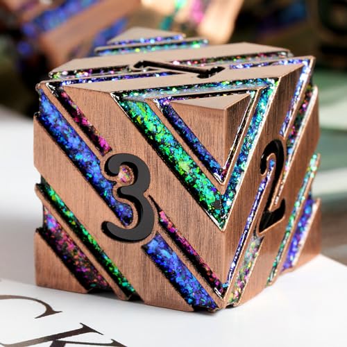 DNDND Stripe Metal DiceDNDND Metallic Glitter Stripes DND Dice with Gift Metal Box for Dungeons and Dragons Tabletop Game Colorful Stripes - Image 1