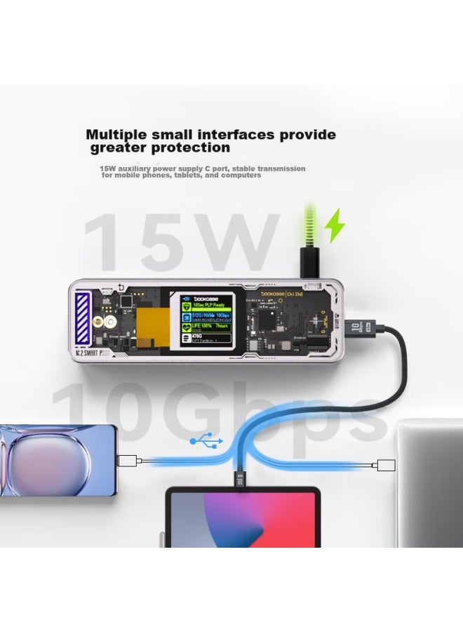 Dockcase Smart M.2 Ssd Enclosure With Screen, Portable Hard Drive Case, Type-c 3.2 Nvme Protocol, High-end Peripheral Product, M.2 Case Compatible With Iphone 16 - Image 3