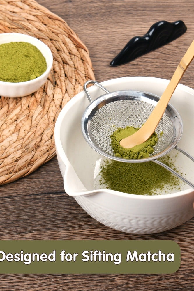 7-Piece Matcha Tea Set - Bamboo Whisk, Scoop, Stainless Steel Sifter, 19 oz Ceramic Bowl, and Whisk Holder - Premium Quality Matcha Kit for Traditional Tea Experience  - Image 2