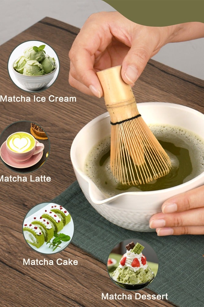 7-Piece Matcha Tea Set - Bamboo Whisk, Scoop, Stainless Steel Sifter, 19 oz Ceramic Bowl, and Whisk Holder - Premium Quality Matcha Kit for Traditional Tea Experience  - Image 3