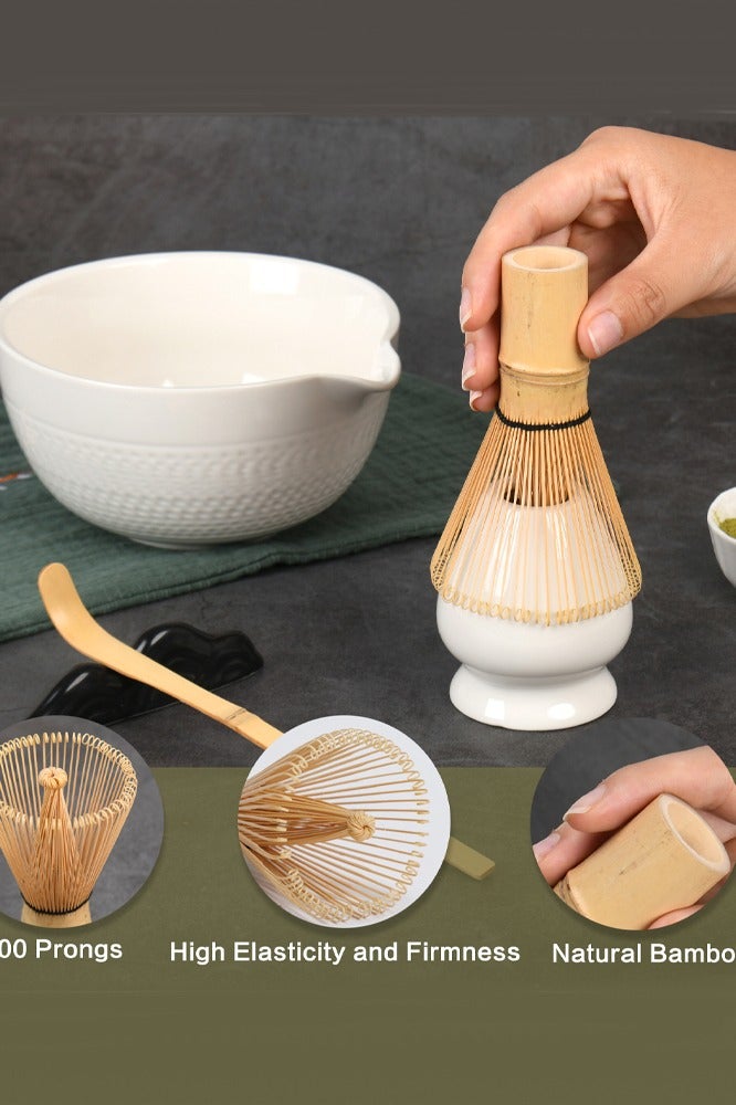 7-Piece Matcha Tea Set - Bamboo Whisk, Scoop, Stainless Steel Sifter, 19 oz Ceramic Bowl, and Whisk Holder - Premium Quality Matcha Kit for Traditional Tea Experience  - Image 5