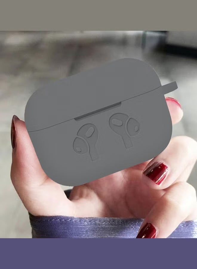 AirPods Pro Case, Shockproof Protective Silicone Cover for AirPods Pro Gray , Soft Silicone Shockproof Cover with Ring Buckle, Case for AirPods Pro Earphone - Image 5