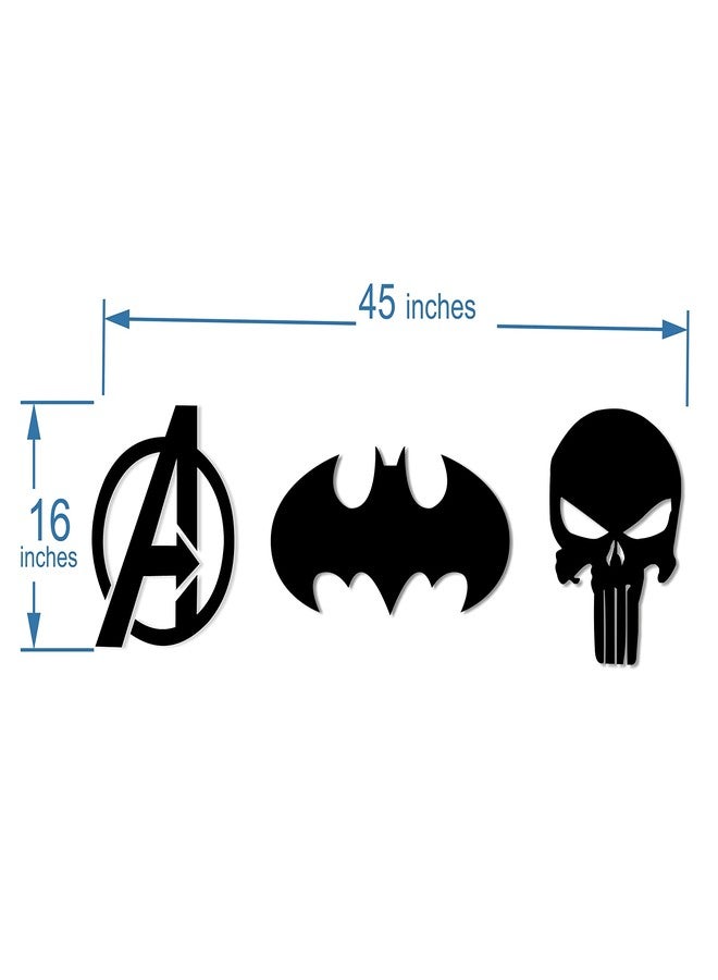 AD INFINITUM ® Superheros logo wall art| 6mm MDF Wood (without lights)| for Comic Lover, Gifting, Kids Room, Gaming Setup, Gaming Room, Man Cave (pack of 3 | the Batman, Avengers & Punisher) - Image 3