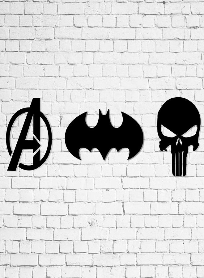 AD INFINITUM ® Superheros logo wall art| 6mm MDF Wood (without lights)| for Comic Lover, Gifting, Kids Room, Gaming Setup, Gaming Room, Man Cave (pack of 3 | the Batman, Avengers & Punisher) - Image 2