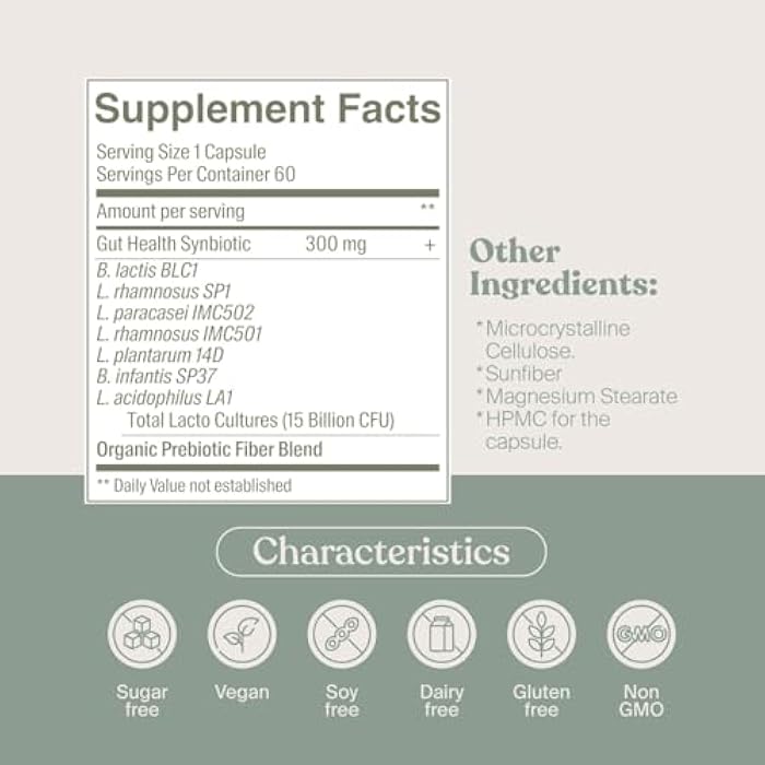 SAVVY Gut Balance Probiotics for Women & Men, 15 Billion CFU, 7 Clinically Studied Strains, Digestive Health, Immune Support, Bloating Relief, 60 Vegan Capsules, Non GMO, Sugar-Free - Image 4