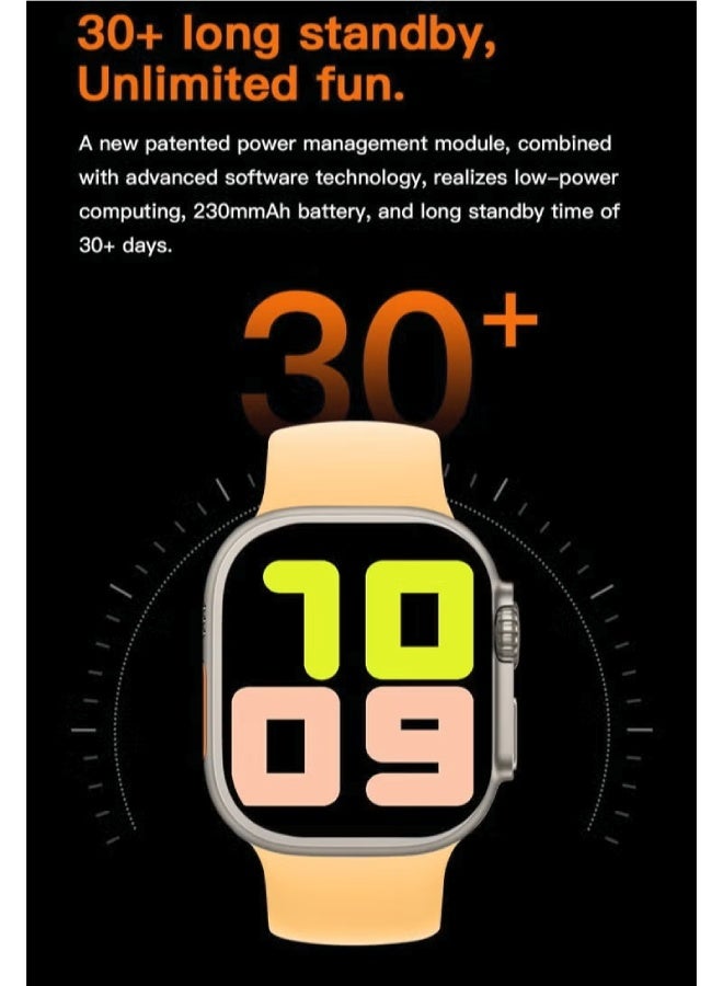 ارواق ساعة i9 Suit الذكية بشاشة عالية الدقة مقاس 2.09 بوصة مع مكالمات بلوتوث وأوضاع رياضية متعددة ومراقبة النوم ومعدل ضربات القلب ومقاومة للماء IP67 وعمر بطارية طويل مع سماعات أذن - ساعة ذكية للجنسين متوافقة مع Android وiOS - برتقالي - Image 5