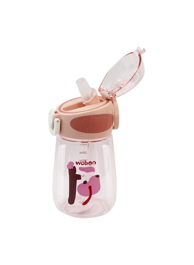 Attro Sippy Kids 400ml Water Bottle with Fliptop Lid & Straw Kids Bottle ML Mention for Daily Water Intake BPA Free, Leakproof - Pink - Image 1