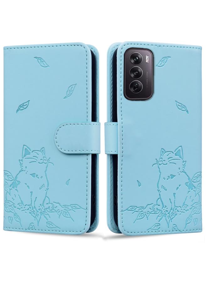 S-TOP Case For OPPO Reno12 5G Global Cute Cat Embossed Leather Phone Case - Image 1