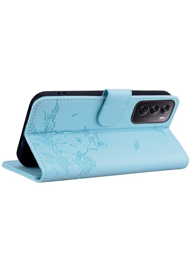 S-TOP Case For OPPO Reno12 5G Global Cute Cat Embossed Leather Phone Case - Image 4