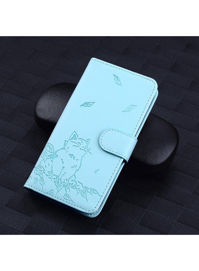 S-TOP Case For OPPO Reno12 5G Global Cute Cat Embossed Leather Phone Case - Image 2
