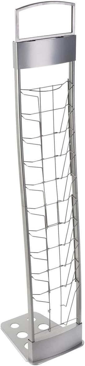 Displays2go Portable Silver Floor Literature Rack Features 10 Pockets for Freestanding Displays and Carrying Case TENNVTSLV - Image 1
