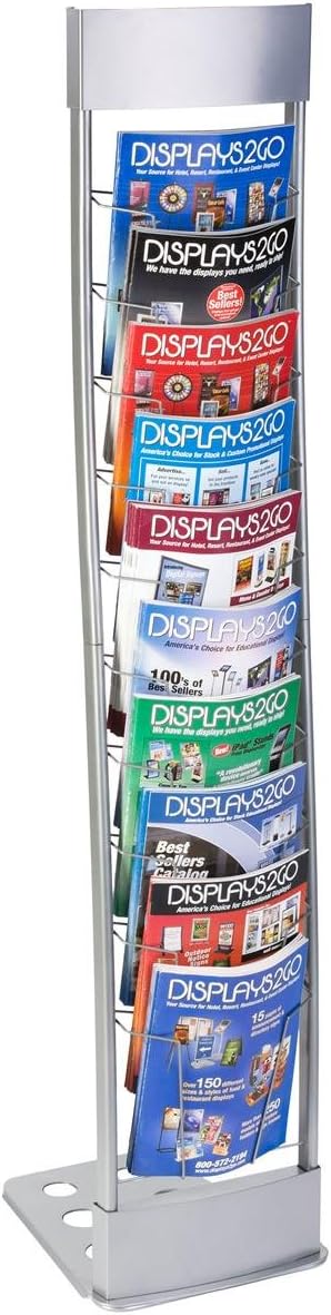 Displays2go Portable Silver Floor Literature Rack Features 10 Pockets for Freestanding Displays and Carrying Case TENNVTSLV - Image 4