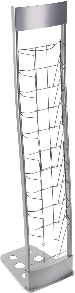 Displays2go Portable Silver Floor Literature Rack Features 10 Pockets for Freestanding Displays and Carrying Case TENNVTSLV - Image 2