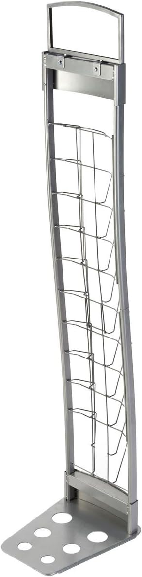 Displays2go Portable Silver Floor Literature Rack Features 10 Pockets for Freestanding Displays and Carrying Case TENNVTSLV - Image 5