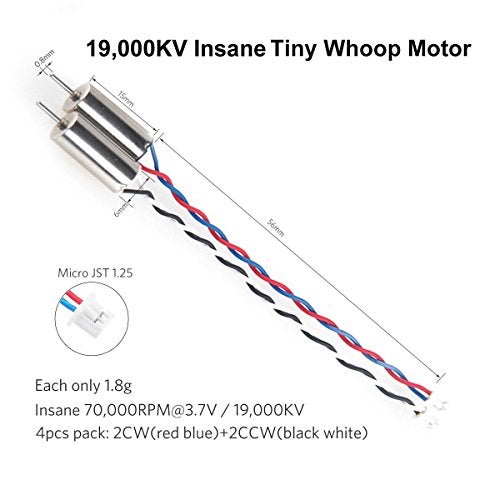 Crazepony 4pcs 6x15mm Motor (Speed: Insane) 19000KV for Blade Inductrix Tiny Whoop Micro JST 1.25 Plug - Image 2