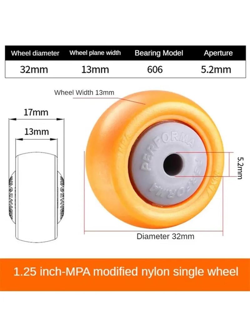 1 25 Inch Orange Caster Wheel Modified Nylon Universal Desk Chair Pulley Accessory - Image 4